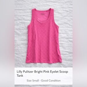 Lilly Pulitzer Bright Pink Eyelet Scoop Tank